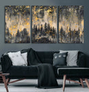 Golden Forest Abstract Wall Art | Dark Forest with Gold