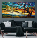 Vibrant Mosaic Tree of Life Wall Art | Stained Glass Style