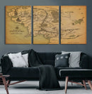 Middle Earth Map Canvas Wall Art – Vintage Fantasy Map