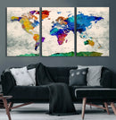 World Map Canvas Print – Framed Travel Map Wall Art for by MyGreatCanvas | Canvas Wall Art Prints | Photo Prints & Wall Decor