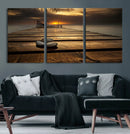 Stones on Wooden Pier at Sunset Canvas Print, Serene Coastal by MyGreatCanvas | Canvas Wall Art Prints | Photo Prints & Wall Decor