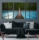Suspension Bridge Over River Canvas Art | 3-Panel Nature by MyGreatCanvas | Canvas Wall Art Prints | Photo Prints & Wall Decor