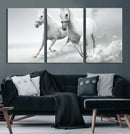 Large Wall Art Canvas Print – Beautiful Running White Horses