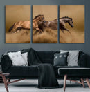 Large Wall Art Canvas Print – Two Running Brown Horses