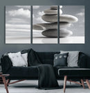 Still Life Black and White Zen Stones Wall Art Canvas,