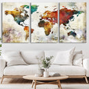 Watercolor World Map Canvas Print – Framed Wall Art for by MyGreatCanvas | Canvas Wall Art Prints | Photo Prints & Wall Decor