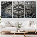 Ship Steering Wheel Vintage Wall Art Canvas Print