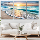 Sunset Beach Waves Canvas Wall Art – 5-Panel Ocean Sunset by MyGreatCanvas | Canvas Wall Art Prints | Photo Prints & Wall Decor