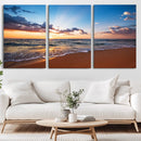 Serene Ocean Sunset Canvas Print, Golden Hour Beach Wall
