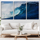 Ocean Wave at Sunset Canvas Art, Large Wall Print of Vibrant