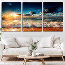 Golden Hour Sunset Over Ocean Waves Wall Art Canvas Print | by MyGreatCanvas | Canvas Wall Art Prints | Photo Prints & Wall Decor