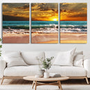 Golden Sunset Beach Canvas Wall Art – Triptych Seascape by MyGreatCanvas | Canvas Wall Art Prints | Photo Prints & Wall Decor