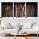 Vintage Ski Gear Canvas Print, Vintage Ski Gear Against