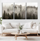 Foggy Mountain Wall Art | 3-Panel Foggy Forest and Mountain