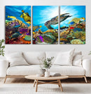 Aquatic Life Sea Turtles Fish Wall Art Canvas Print