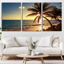 Sunset Palm Trees Wall Art Canvas Print