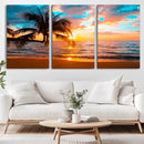 Palm Tree Sunset On The Beach Wall Art Canvas, Framed Palm by MyGreatCanvas | Canvas Wall Art Prints | Photo Prints & Wall Decor