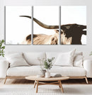 Texas Longhorn Wall Art Canvas Print | 3-Panel Large by MyGreatCanvas | Canvas Wall Art Prints | Photo Prints & Wall Decor