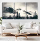 Large Foggy Mountain Forest Wall Art Canvas Print | Misty