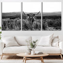Black and White Highland Cow Canvas Wall Art, Longhorn by MyGreatCanvas | Canvas Wall Art Prints | Photo Prints & Wall Decor
