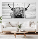 Scottish Highland Cow Cattle Art Print on Wood Background by MyGreatCanvas | Canvas Wall Art Prints | Photo Prints & Wall Decor