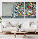 Banksy Colorful Street Graffiti Canvas Wall Art Print, by MyGreatCanvas | Canvas Wall Art Prints | Photo Prints & Wall Decor
