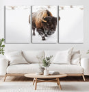Bison Winter Wall Art Canvas Print For Farmhouse Decor