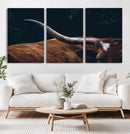 Texas Longhorn Bull Wall Art Canvas Print - Large Framed
