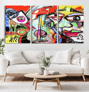 Picasso Style Art Abstract Canvas Wall Art Print , Colorful