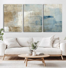 Abstract Blue and Beige Wall Art, Modern Minimalist Canvas