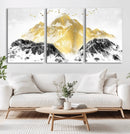 Golden Mountain Triptych Wall Art Canvas Print, Modern