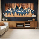 Rustic Wood Style Mountain Wall Art, Nature Forest Canvas