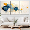 Geometric Blue Orange Abstract Wall Art Canvas, Geometric