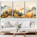 Abstract Watercolor Mountains and Trees Autumn Art, by MyGreatCanvas | Canvas Wall Art Prints | Photo Prints & Wall Decor