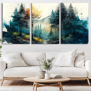 Watercolor Trees Forest Abstract Wall Art Canvas Print,