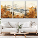 Golden Autumn Forest Wall Art Canvas | Mountain Landscape