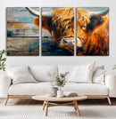 Highland Cow Abstract Canvas Wall Art – Bold Farmhouse