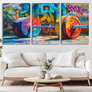 Fitness Gym Barbell Graffiti Wall Art Canvas Print