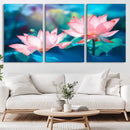 Pink Lotus Flower Canvas Wall Art | Vibrant Floral Wall