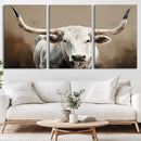 White Longhorn Bull Wall Art Canvas Print – Framed and Ready by MyGreatCanvas | Canvas Wall Art Prints | Photo Prints & Wall Decor