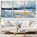 Abstract Ocean Canvas Wall Art - Coastal Blue and Gold