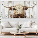 Rustic Longhorn Bull Wall Art Canvas Set – Western-Inspired