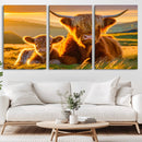Scottish Cow and Baby Cow Canvas Wall Art Animal Print