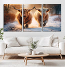 Scottish Highland Cow Horn Farm Wall Art Canvas Print
