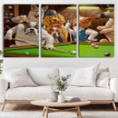 Dogs Playing Pool Canvas Wall Art Funny Gifts Dog Print