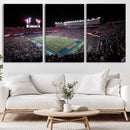 Ben Hill Griffin Stadium Night Game Triple Canvas Wall Art -