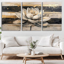 Abstract Lotus Flower Wall Art Canvas Print, Meditation Yoga