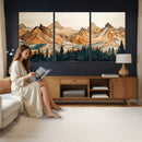 Rustic Wood Mountain Wall Art Print | Triptych Giclee Print