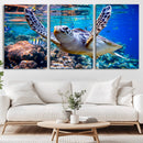 Underwater Sea Turtle Wall Art Canvas Print – Vibrant Ocean
