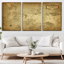 Vintage Game of Thrones Map Wall Art | Westeros and Essos
